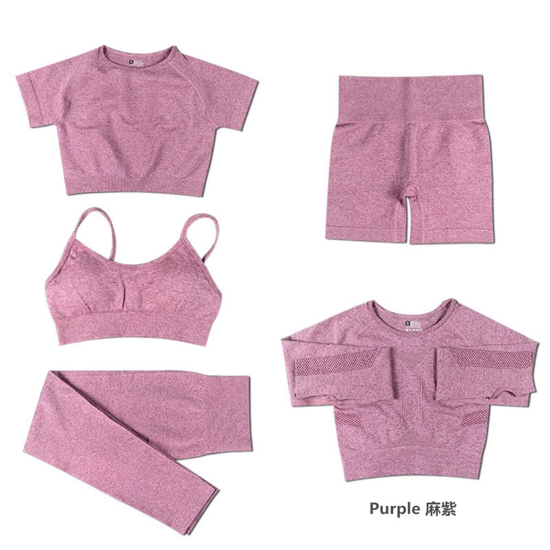 2021 Antibacterial Yoga Wear 5 Piece Set Running Jogger Top And Pants Bra Gaiters Mulheres Vestuário Desportivo Roupas de fitness Casual