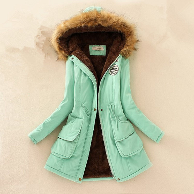 Casaco de inverno grosso casaco de inverno de mulher casaco de parka casaco com revestimento de colarinho quente de pele casaco de lã grosso