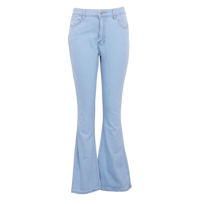 Color Fade Proof Patchwork de boa qualidade Hip star jeans costura estiramento calças alargadas mulheres jeans longos