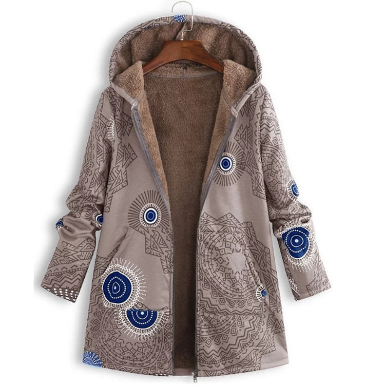 Fábrica por atacado impermeável mulheres casaco de Inverno de bolso com capuz impresa casaco de moda de idade