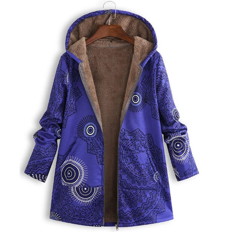 Fábrica por atacado impermeável mulheres casaco de Inverno de bolso com capuz impresa casaco de moda de idade
