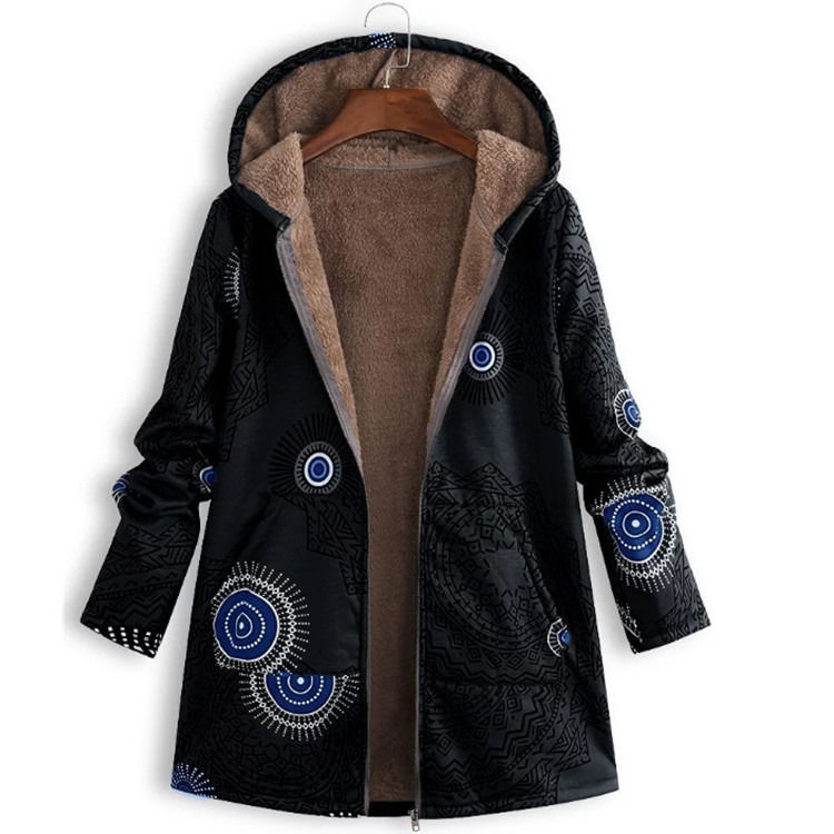 Fábrica por atacado impermeável mulheres casaco de Inverno de bolso com capuz impresa casaco de moda de idade