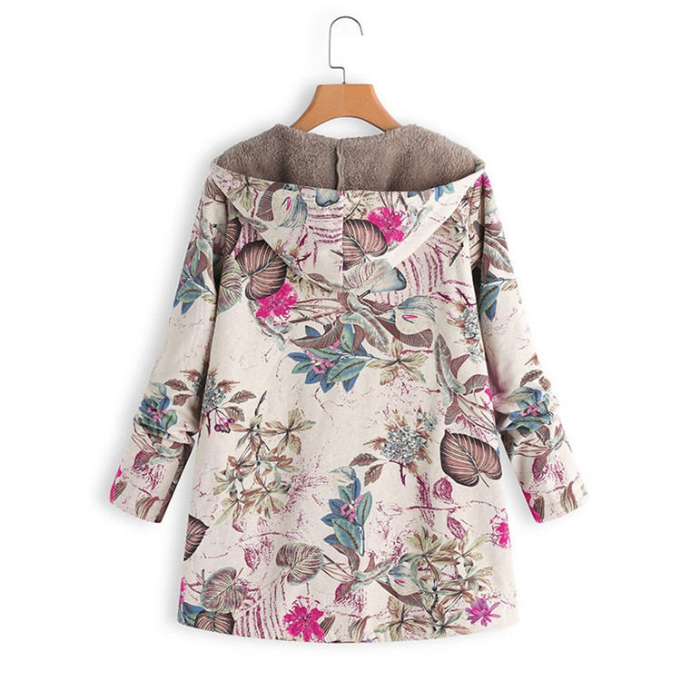 Impressão Floral Íntegro Canvas Hoodie Último Velocidade Calor Capa de Mulheres Inverno Jaqueta fina