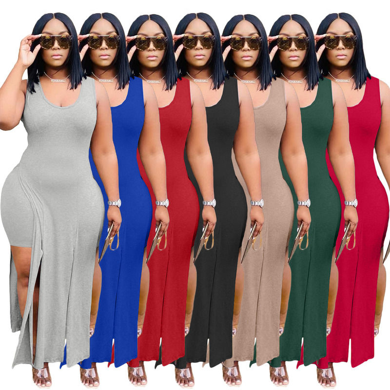 2021 NUEVO Anti-Estático Set de duas peças Vestido elástico de tanque dividido Vestido de verão Shorts Vestido casual sem mangas